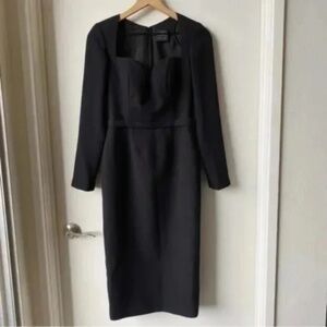 Patty Ang | Black Sweetheart Neckline Long Sleeve Midi Dress S
